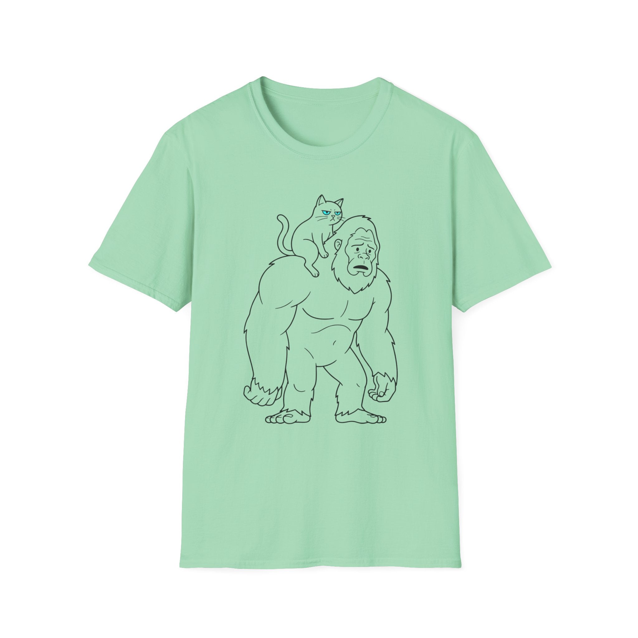 Cat Riding On Bigfoot T-Shirt