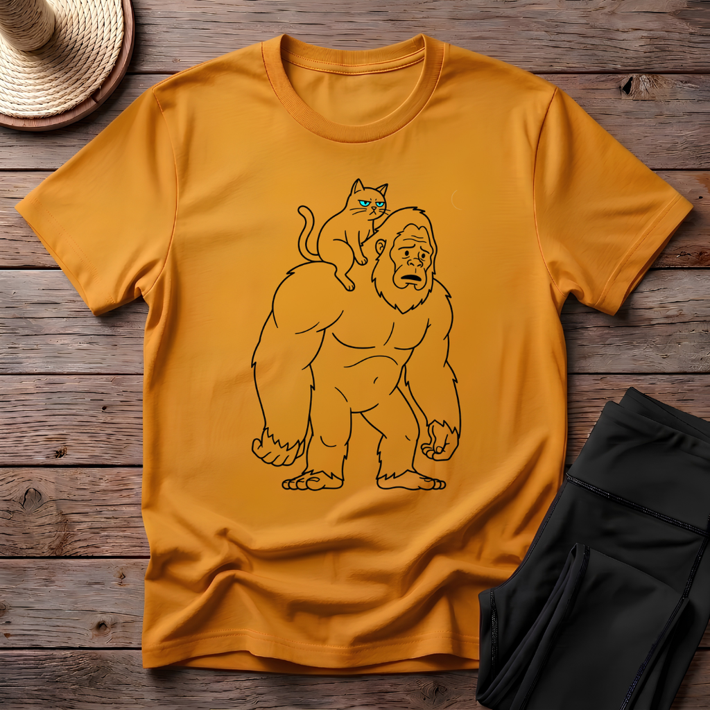 Cat Riding On Bigfoot T-Shirt