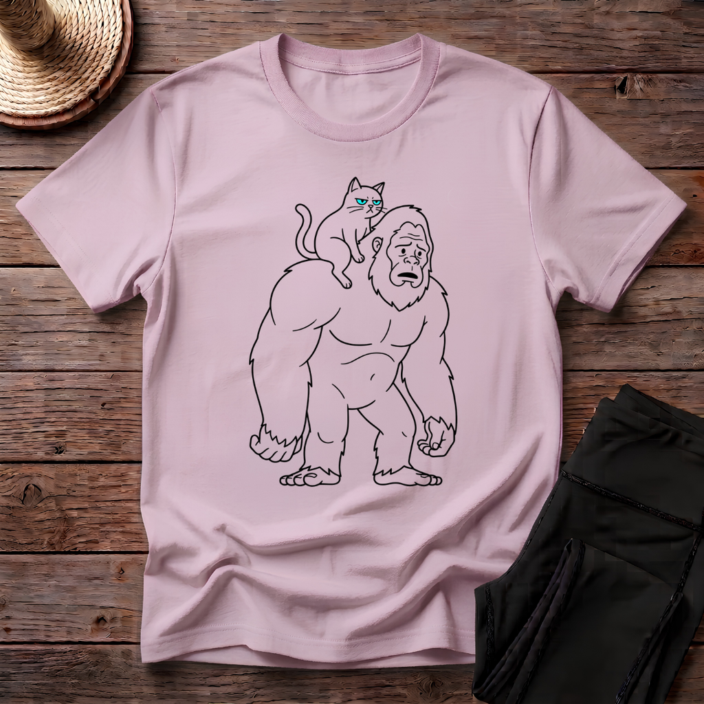 Cat Riding On Bigfoot T-Shirt