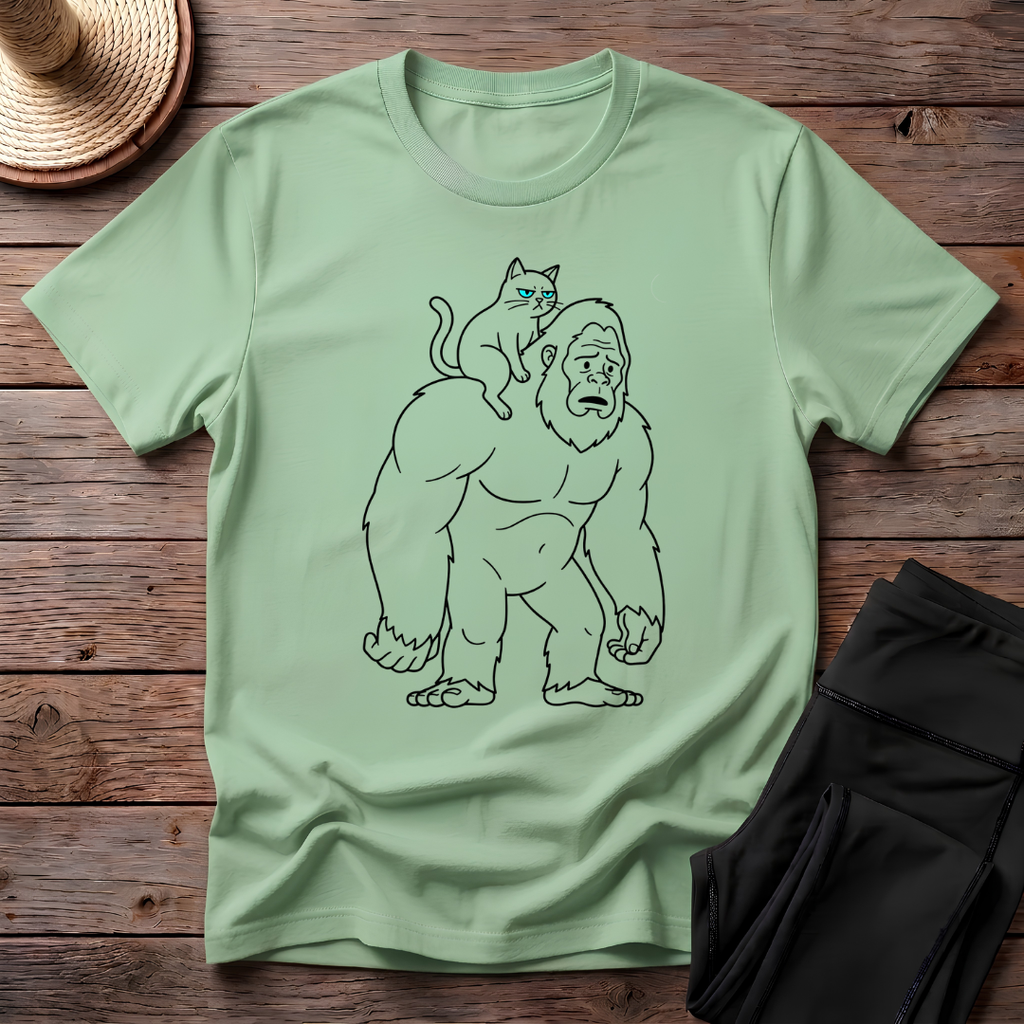 Cat Riding On Bigfoot T-Shirt