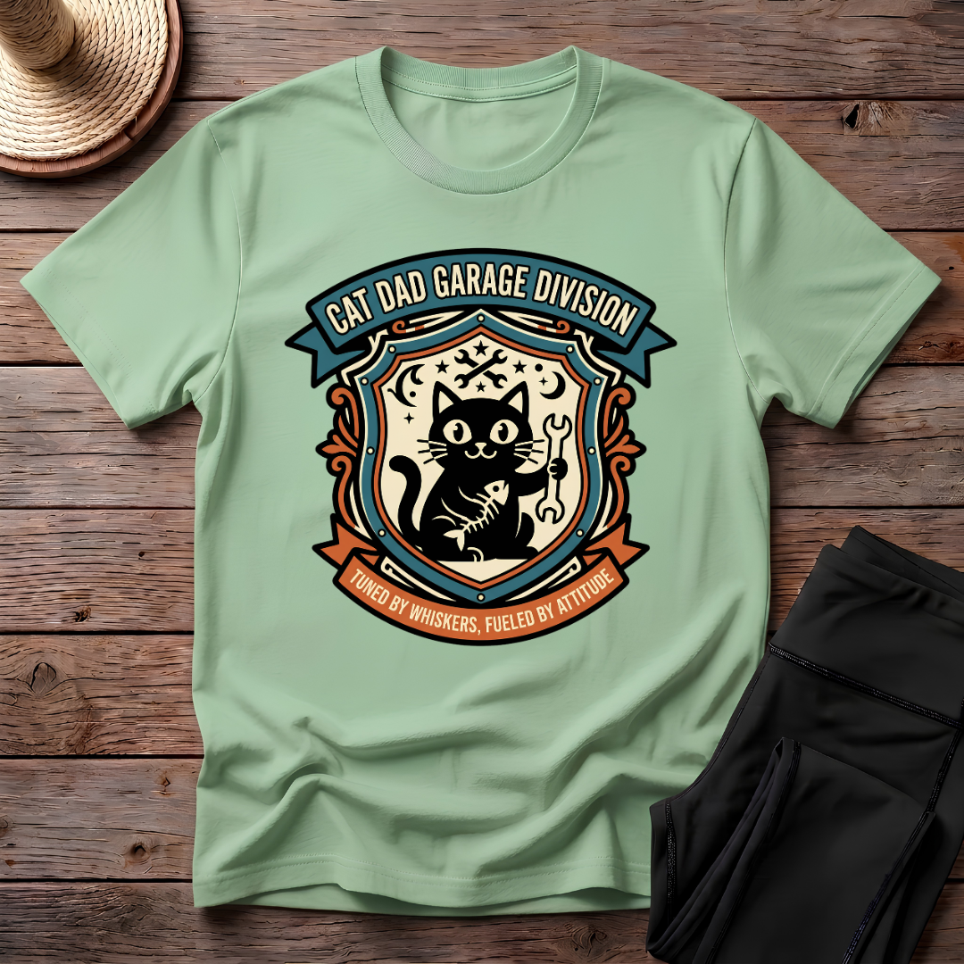 Cat Dad Garage Division T-Shirt