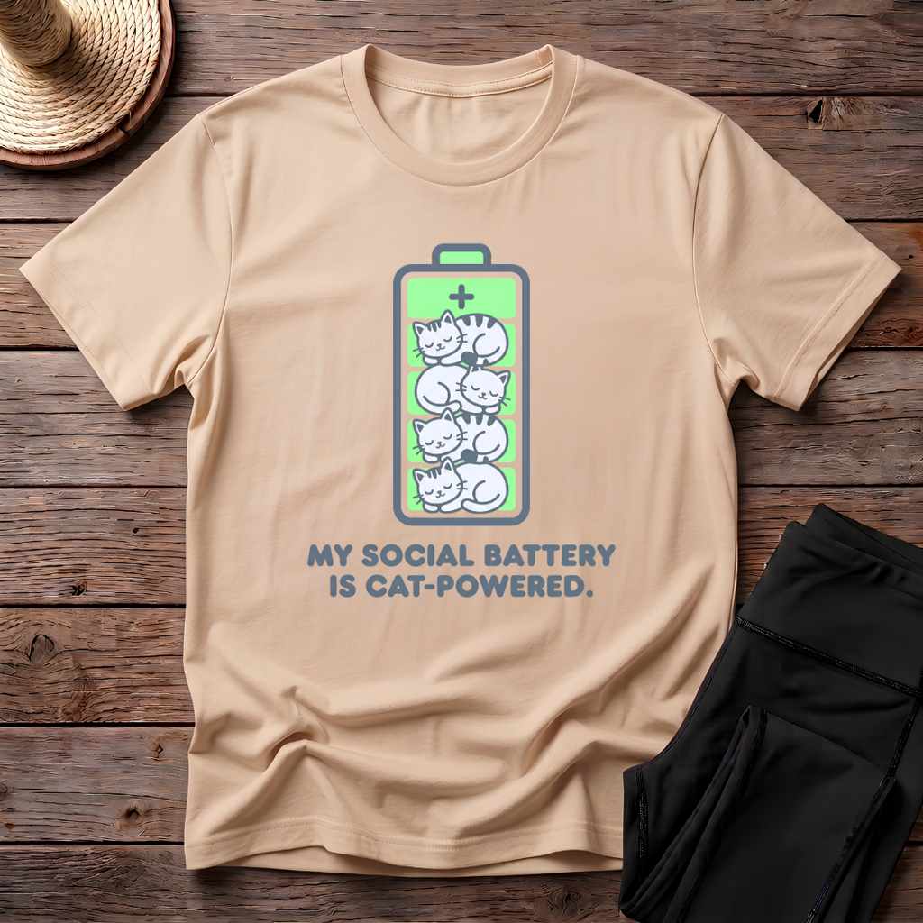 My Social Battery Is Cat-Powered T-Shirt