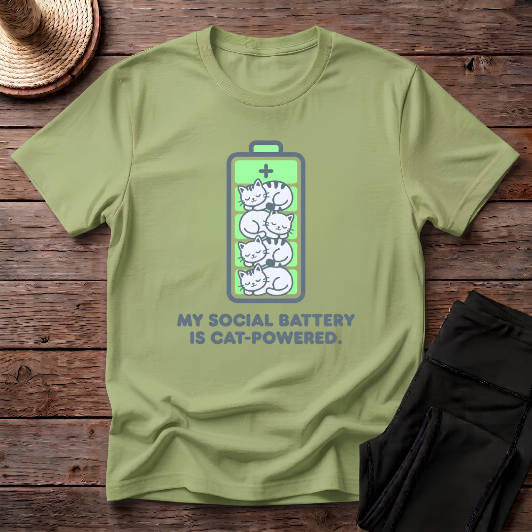 My Social Battery Is Cat-Powered T-Shirt