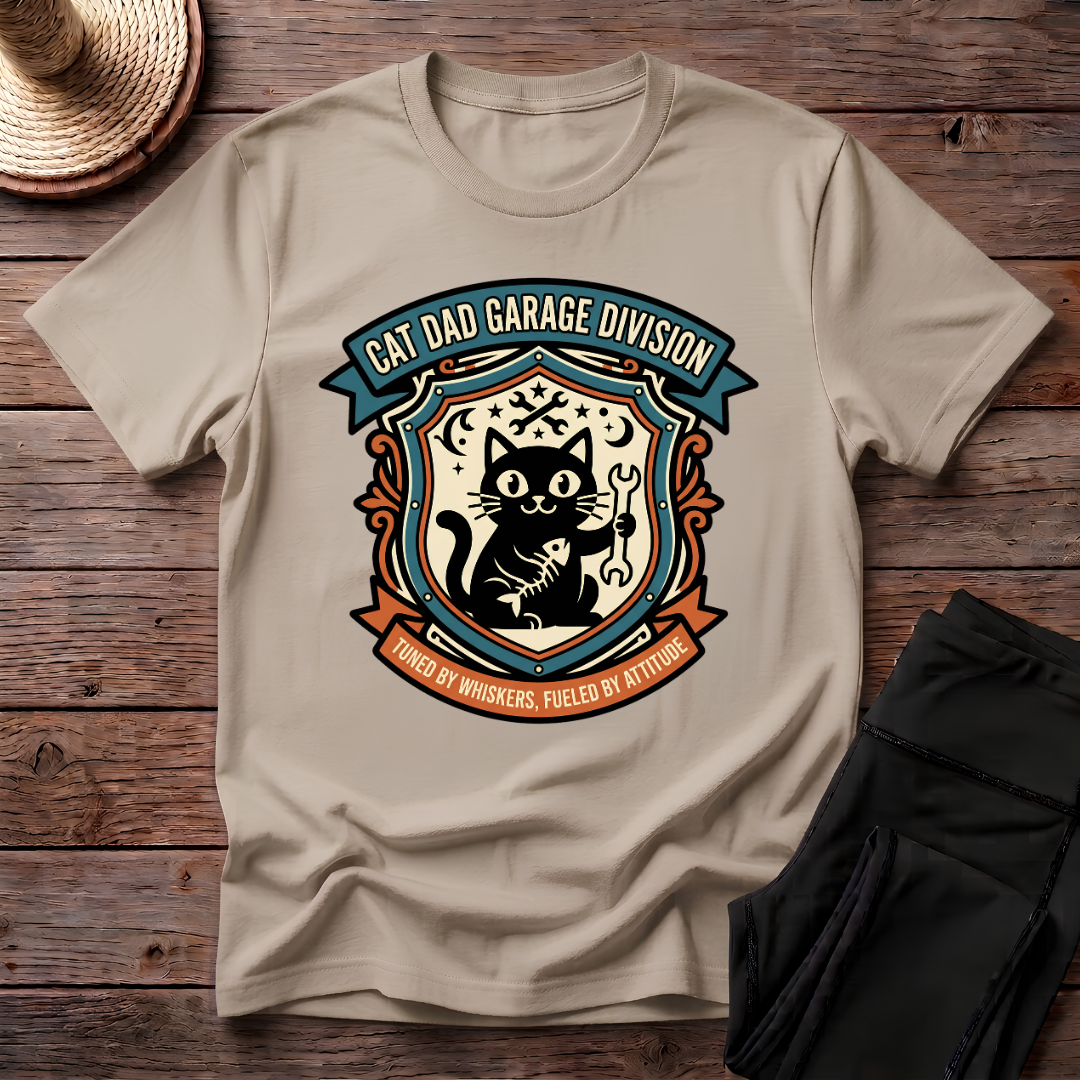Cat Dad Garage Division T-Shirt