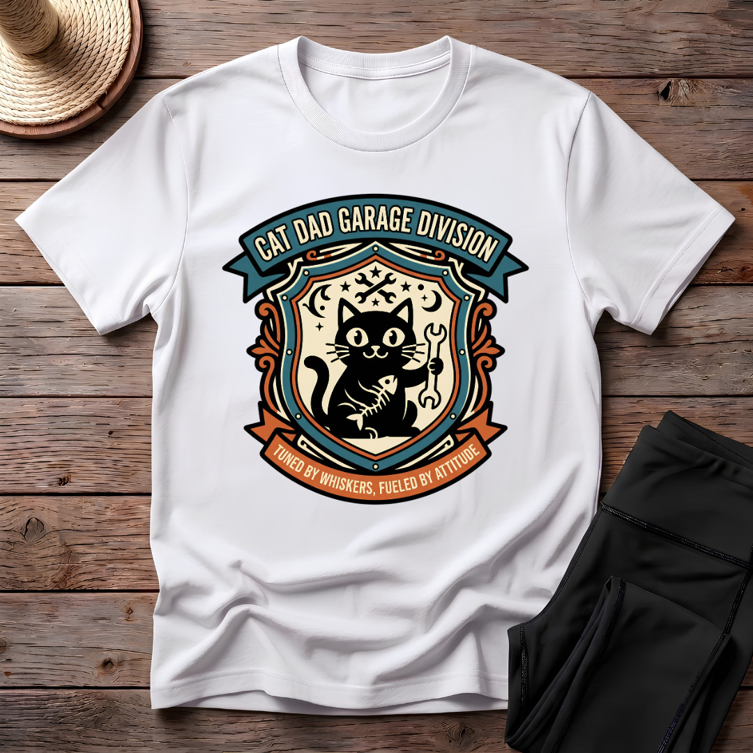 Cat Dad Garage Division T-Shirt