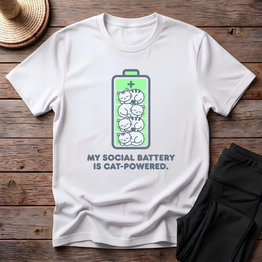 My Social Battery Is Cat-Powered T-Shirt