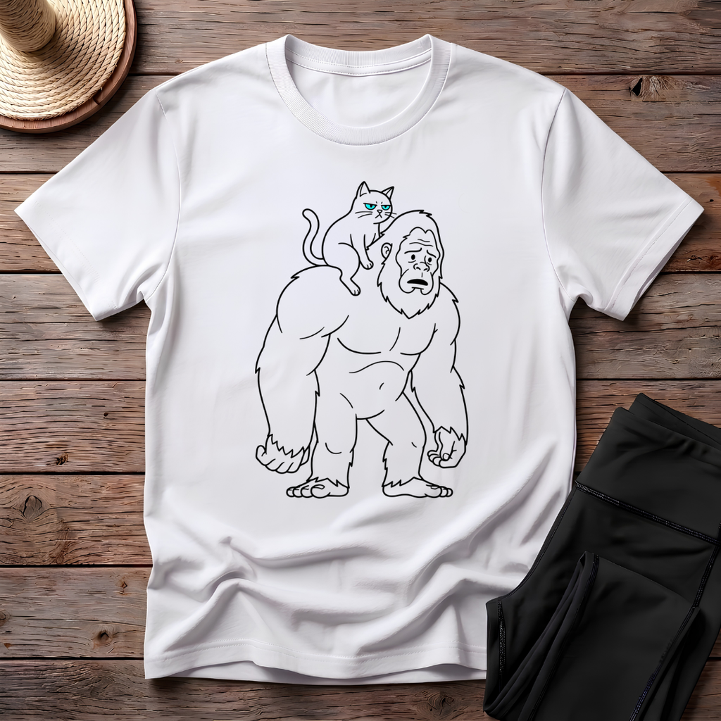 Cat Riding On Bigfoot T-Shirt